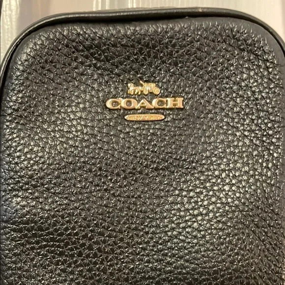 Coach Black Leather Small Handbag with Signature Gold Hardware - Picture 2 of 6
